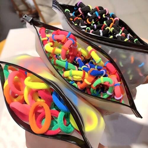 50Pcs/100Pcs/Childrens Ponytail Cute Candy Cartoon Solid Rubber Band Colored Nylon Stretch Girl Simple Hair Accessories