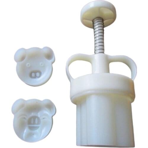50LB Plastic Mooncake Mold Pig Face Stamp Cookie Cutter Mold Hand Pressure Baking Accessories Mid-Autumn Festival