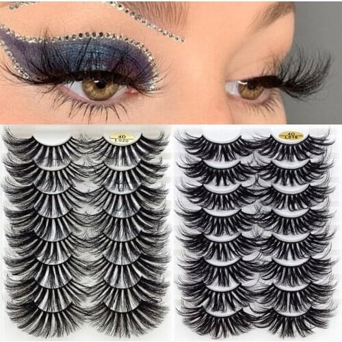 8 Pairs 25mm 4D False Eyelashes Thick Dramatic Wispies Fluffy Eyelashes Extension Makeup Volume Handmade Fake Eyelashes 8 Pairs