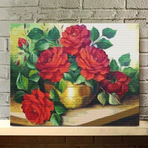 Flowers DIY Full Round Diamond Painting Flowers Round Diamond Embroidery Diamond Picture Home Decor
