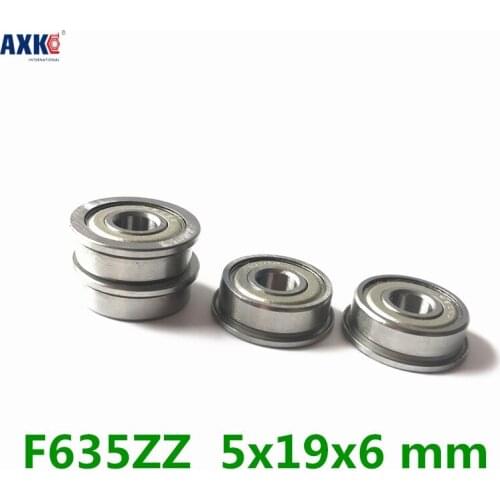 Axk F635zz Flange Bearing 5x19x6 Mm Abec-1 ( 10 Pcs ) F635 Z Zz Flanged Ball Bearings