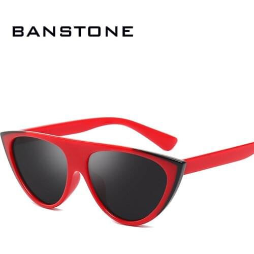 BANSTONE Cateye Sunglasses for Women Sexy Vintage UV400 PC Glasses Luxury Brand Design Red Sun Glass Goggle Eyewear