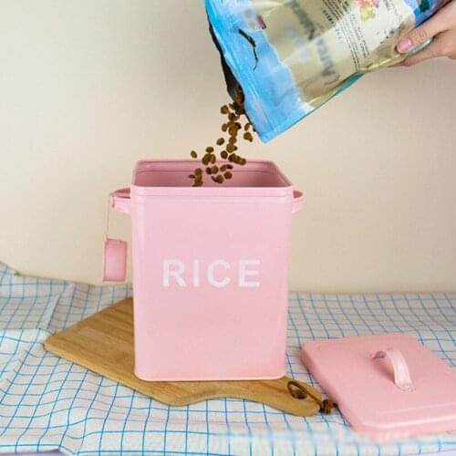 Pet food storage barrels, Metal sheet material 2-3kg capacity sealed can, Pest control and moldproof dog cat food cans