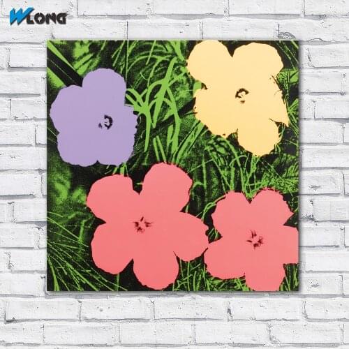 Large size Printing Oil FLOWERS by Andy Warhol colorful 2 wall art canvas prints pictures for living room and bedroom No Frame