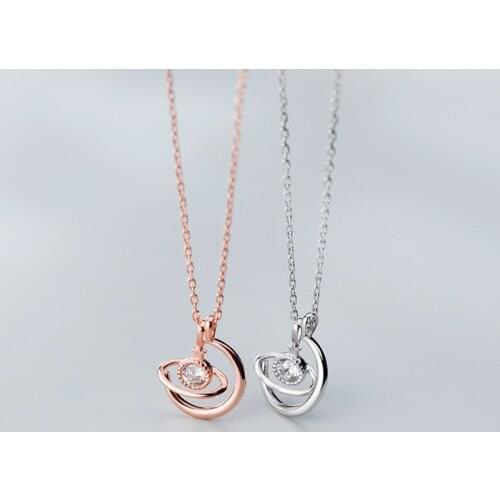 S925 sterling silver pendant necklaces for women star zircon circle dangle Charm female chain party wedding Anniversary gifts