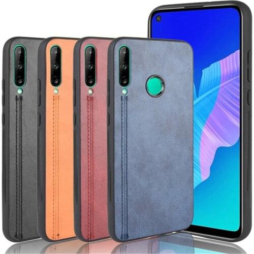 For Huawei Honor 9C Case Luxury Calfskin PU Leather lines Hard Back Cover Case For Huawei Honor 9C Honor9C Phone Case