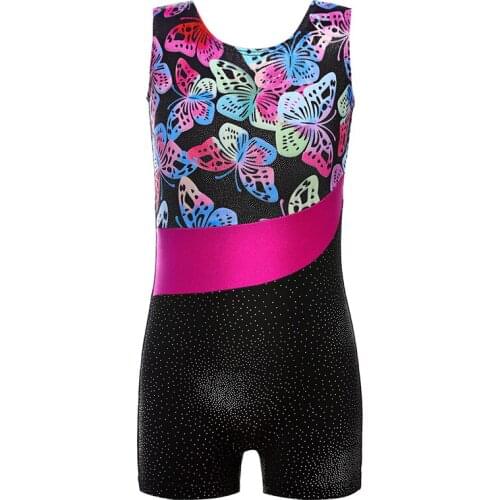 Girls Kid Gymnastic Leotards Ballet Dance Costumes Printing Sleeveless Leotards Biketard Athletic Loetard Ballet Tutu Dancewear