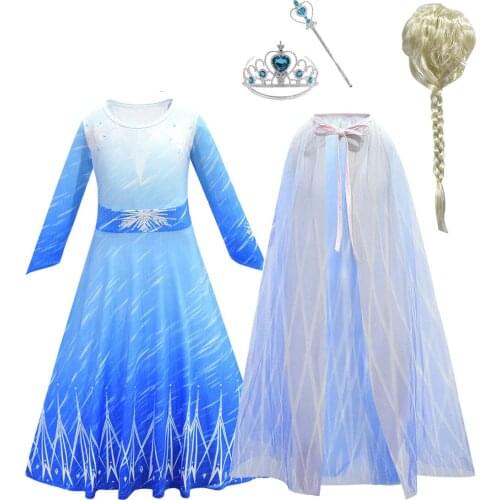 Kids Princess Dresses Cloak Crown Stick Set Children Princess Costume for Girls Kids Party Vestidos Fantasia Kids Girls Clothing