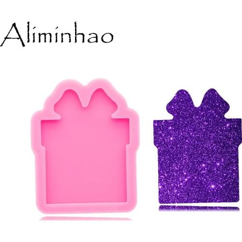 DY0329 Shiny Christmas Gift Fits on A 1.5 Inch Badge Reel Silicone Mold - Epoxy Craft Resin Molds - DIY Handmade Jewelry Mold