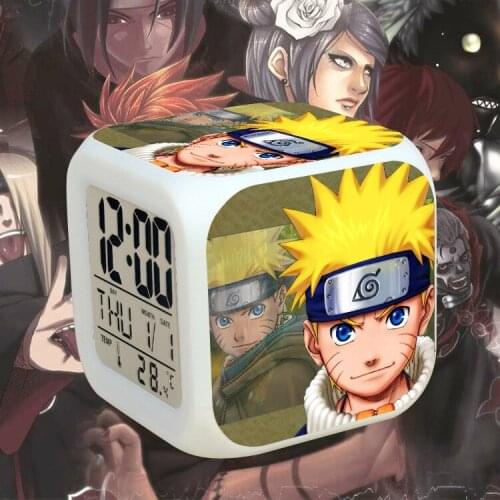 Hot anime Figure Luminous LED Alarm CLock Colorful Flash Desk Light temperature Model Figure action Toys for Kids children gift