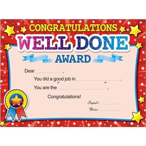 50 sheets Student Prizes English Training Award Certificate paper Quality English Commendation School Teaching Supplies