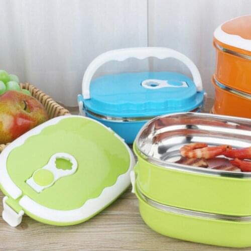 1/2 Layer Rectangle Lunch Box Stainless Steel Food Storage Lunchbox Kitchen Thermal Bento Lunch Box Food Container Bento Box