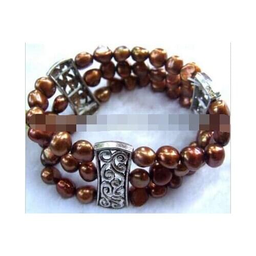 431 beautiful 7-8mm brown freshwater pearl bracelet