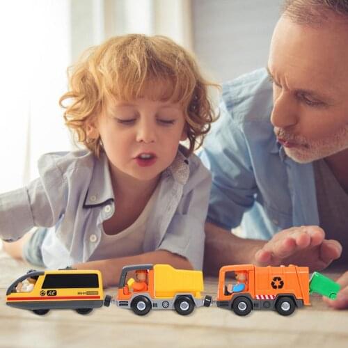 Magnetic Locomotive Connected Train Toy City Construction Electric Small Train Rail Toy Compatible With Wooden Track For Kids