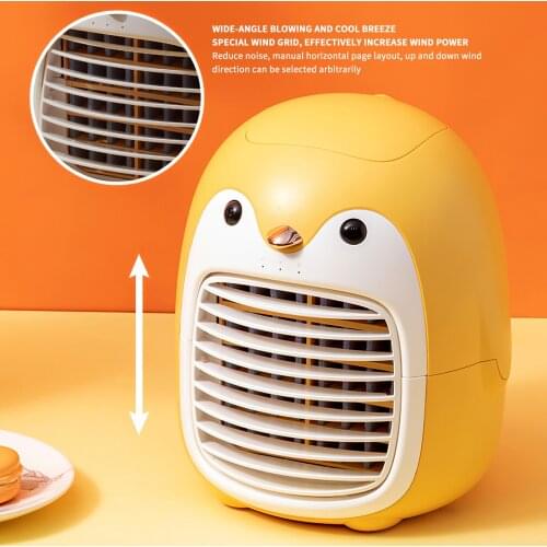Cute Air Cooler Water Cooling Penguin Fan USB Rechargeable Air Conditioner Electric Fan Portable Refrigeration For Home Office