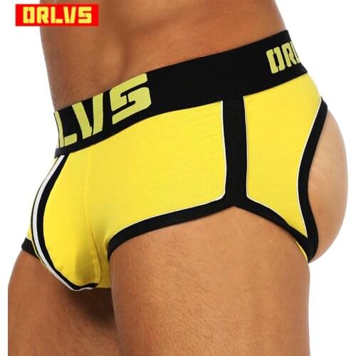 ORLVS Brand Men Underwear Boxer shorts Backless Buttocks Cotton Sexy open back Gay Men Underwear JockStrap cuecas Gay panties