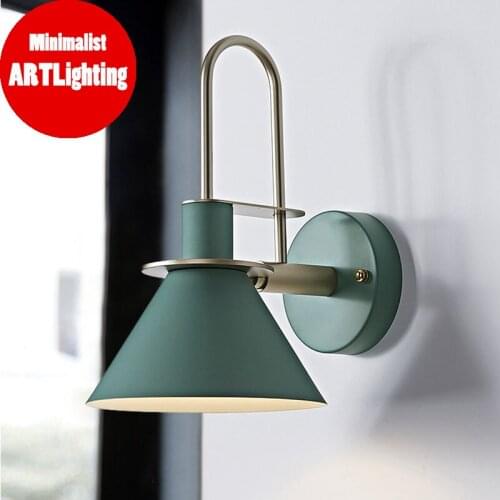 Wall Lamps With Switch Bedside Wall Light Modern Wall Sconce Nordic For Bedroom Macaroon 6 Color Steering Head E27 85-285V