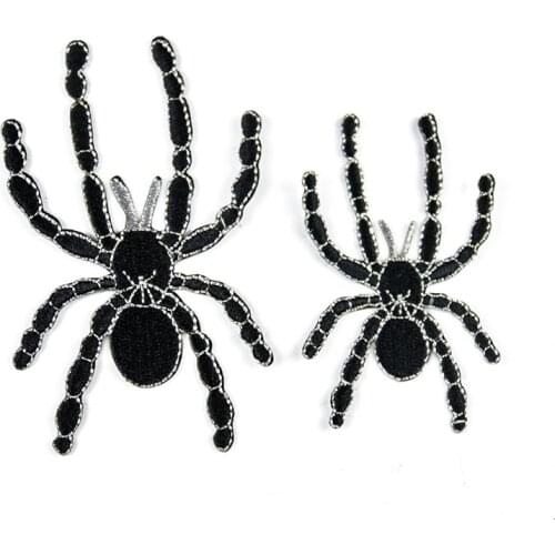 New Black Spider Punk Iron on Patch Embroidery Patch DIY Stickers Patches for Clothing Animal Applique Sew On Badges Accessories