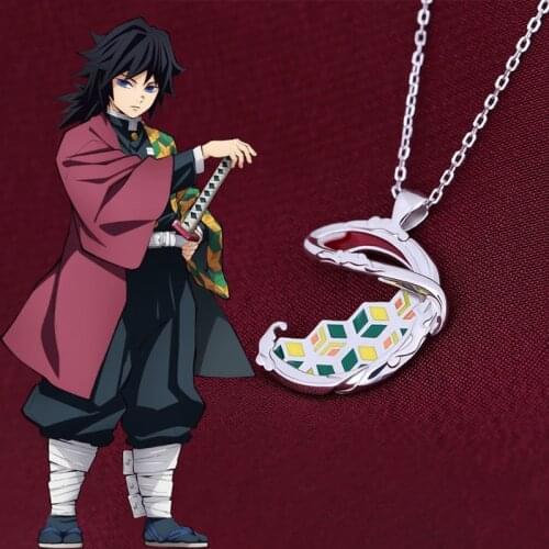 Anime Demon Slayer Kimetsu no Yaiba Tomioka Giyuu 925 Sterling Silver Sweater Necklace Pendant For Men Cosplay Jewelry Gifts
