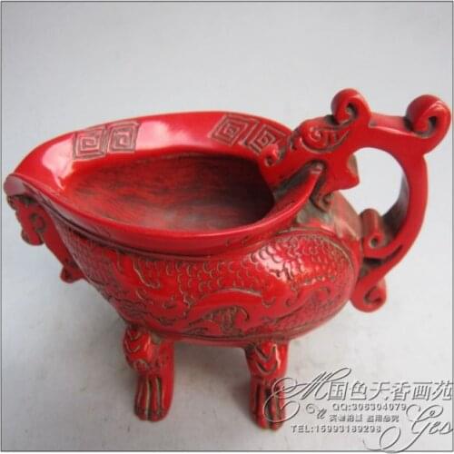 Elaborate Chinese Antique collection Artificial Red Coral Resin Wine Cup