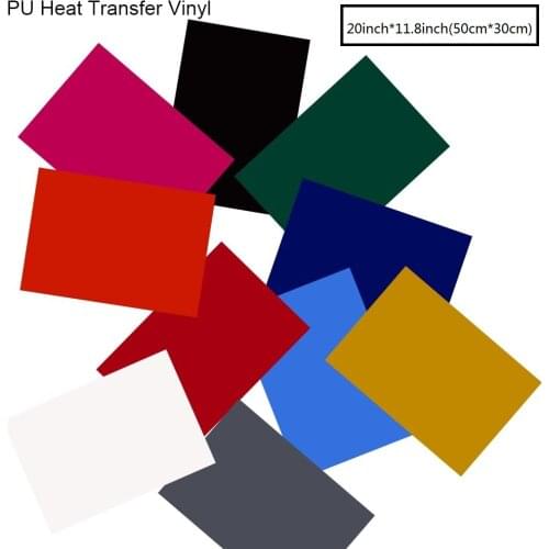 SUNICE 10 Color 20*11.8inch(50cmX30cm) Sheet Pack Heat Transfer Vinyl Film Iron on Textile Clothing For Fabric DIY Gift