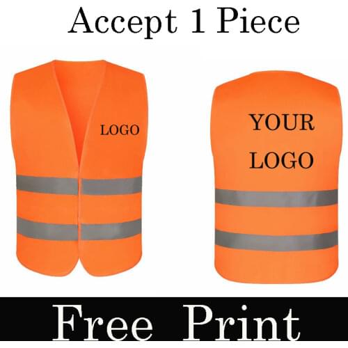 1PCS Free Custom Design Reflective Vests Print Logo Men Woman vest work Vest Workwear Uniform Company team uniform