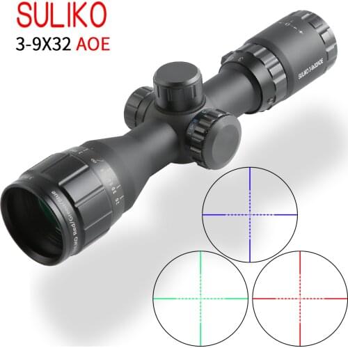 SULIKO 3-9x32 AOL Tactical Hunting Scopes Red and Green Dot Illuminated Optics Scope Mil-dot Sight Rifle Scope