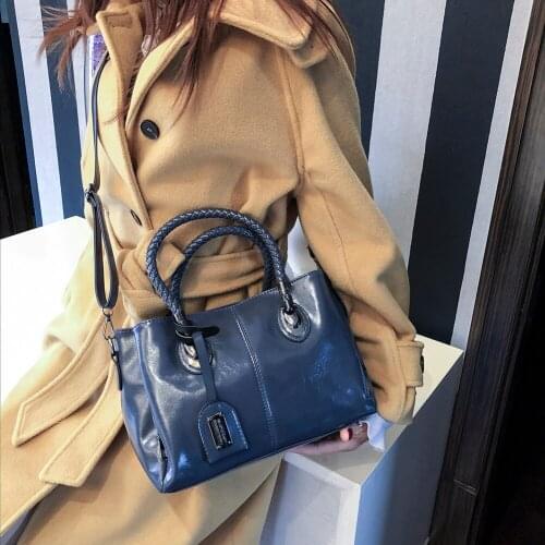 Vintage Leather Solid Color Crossbody Shoulder Messenger Bag Lady Casual Large Capacity Handbags luxury bag woman cheap quality
