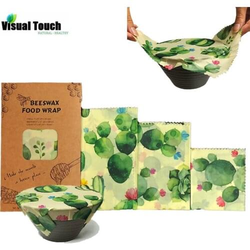 Visual Touch Beeswax Wraps Natural Zero Waste Plastic Free Food Storage Wrap Wrapper Eco-Friendly Reusable More Type For Home