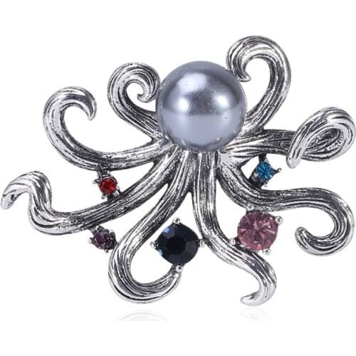 WYBU Octopus Brooch Pins Badge Lapel Pins Brooches Alloy Metal Fashion Jewelry Accessories Gifts