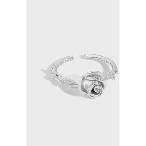 SHANICE 3.1g Genuine 100% 925 Sterling Silver Rings Rose Open Adjustable Finger Rings for Women Flower Ring Band Jewelry Korea