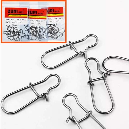 ZURI-BERL 10PCS/LOT Fast Clip Lock Fishing Connector Stainless Steel Safety Pin Swivel Fishing Tackle Tool for Lures Fishhooks