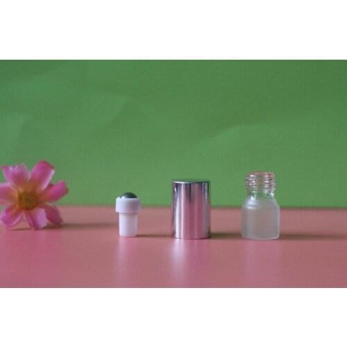1ml Mini Dull Polish Glass Bottle Roll On Vials Empty Fragrance Perfume Essential Oil Bottle Roll-on Black/Siver/Gold Metal Cap