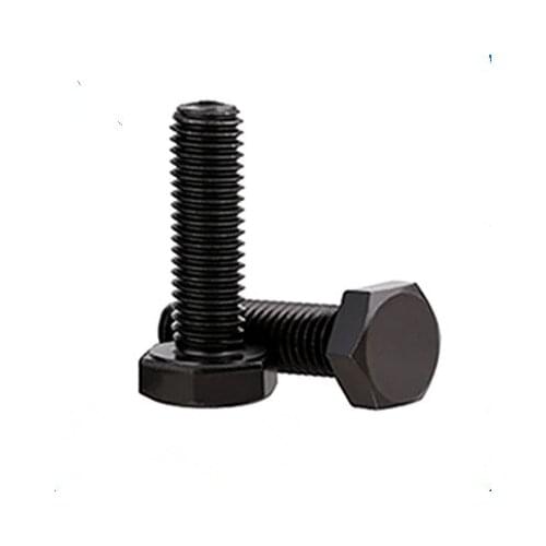 10PCS, UNC 1/4-20, Black Hex Head Cap Screw Bolts, External Hex Drive, Full Thread