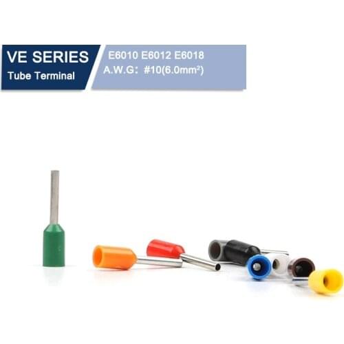 100pcs VE tube E6010 E6012 E6018 Insulated Ferrules crimp Terminal Block Wire Connector Electrical Crimping Terminals For AWG 10