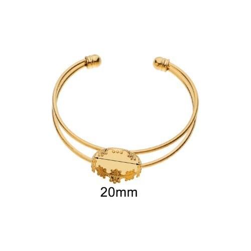 2pcs/lot High Quality 20mm gold Colors Plated Bangle Base Bracelet Blank Findings Tray Bezel Setting Cabochon Cameo