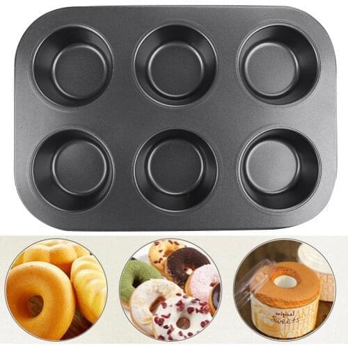 6 Cavity Non-Stick Cupcake Baking Tray Carbon Steel Muffin Tray Cake Mold Biscuits Muffin Pan Pastry Baking Tools DIY Bakeware