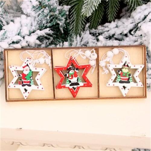 9/12Pcs Creative Wooden Painted Christmas Tree Ornaments Pendant New Year Decor 2022 Christmas Decorations For Home Xmas Things