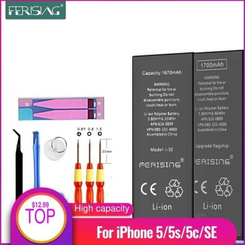 1700mAh FERISING Battery For iPhone 5 5G 5S 5C SE high Capacity Phone Polymer bateria Replacement Batteries for iPhone5 Batary