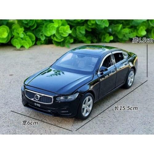 1/32 Jackiekim for Volvo S90 shock absorption Diecast Model CAR Black/Blue/White/Brown Toys kids Gift sound light pull back