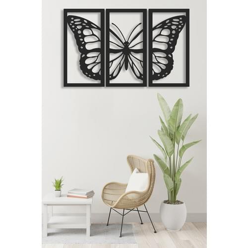 Butterfly 3 Pieces wood home decor modern design living room living room style art mdf Made in Turkey