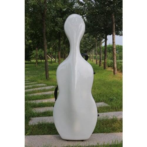 White 4/4 Cello case fiber Composite light strong Hard Case 4/4 yinfente Brand can put two cello bows