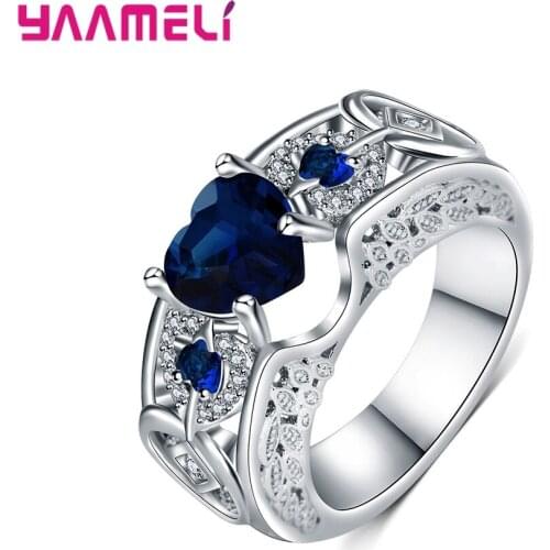 Excellent Cut Heart CZ Rings for Female 925 Sterling Silver Wedding Engagement Bridal Jewelry Cubic Zirconia Stone Accessories