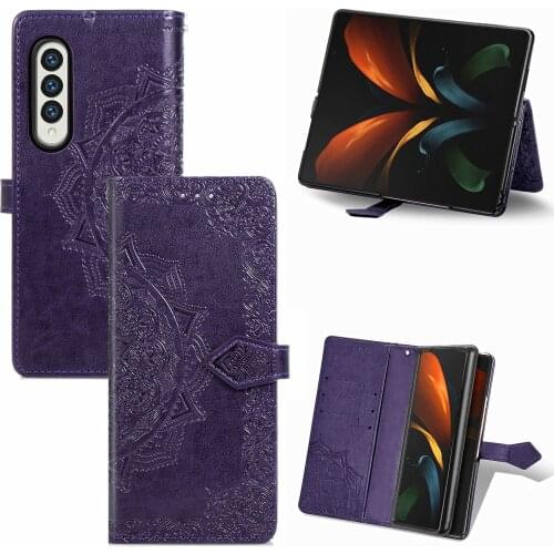 PU Flip Leather Wallet Phone Case for Samsung Galaxy Z Fold 3 Fold3 Shockproof Card Slot Protective Cover Bag Funda