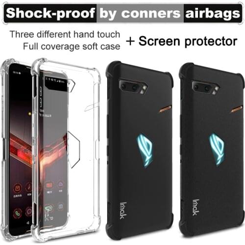 For Asus ROG Phone 2 ZS660KL Case IMAK Shockproof Conners Airbags Soft TPU Back Cover Case for Asus ROG Phone II ZS660KL