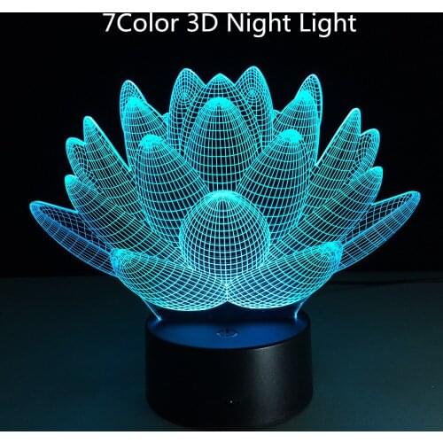 Lotus Flower Night Light 3D USB LED Colors Changing Christmas Lights Touch Button Kids Living Bedroom Lighting Lampen Luminarias