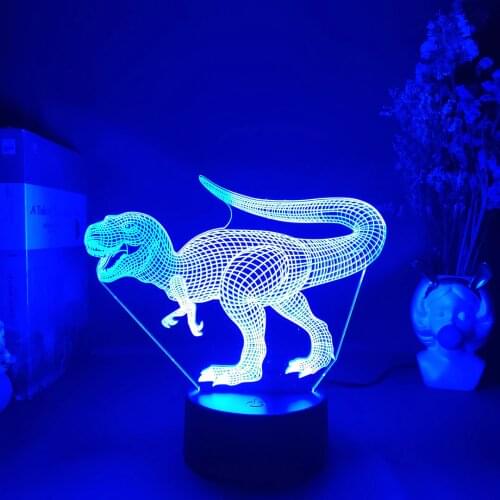 Dinosaur 3D Night Light Colorful Vivid Velociraptor Remote Control Animal LED Bedside Desk Lamp Home Decor Kids Birthday Gift