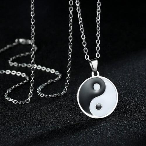 Geometric Pendant Necklace Chinese Tai Chi Yin Yang Chain Fashion Jewelry Necklace For Men Gifts Collar