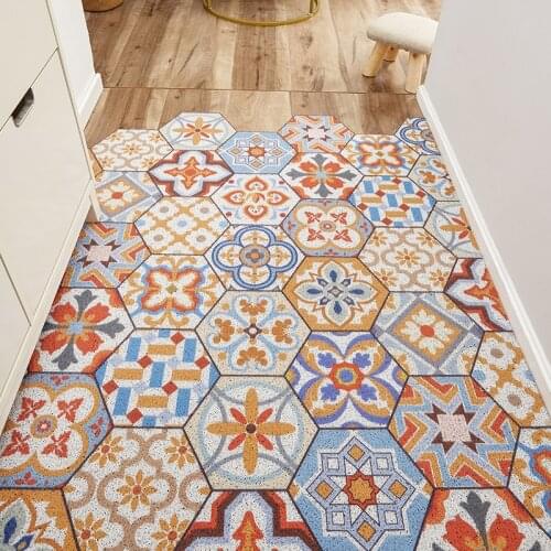 Floor Mat Carpet Stain Resistant Wipe Shoes Entry Door Mats PVC Modern Style Silk Loop Household Anti-Bacteria Door Mat Carpet