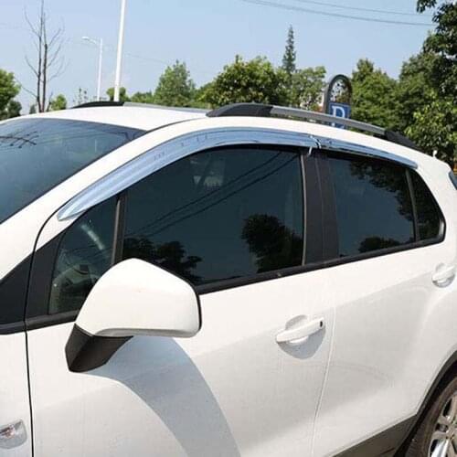 Brand New 1 Set Chrome Side Rain Guard Deflectors Vent Sun Shade Window Visors For Chevrolet Trax 2014-2018